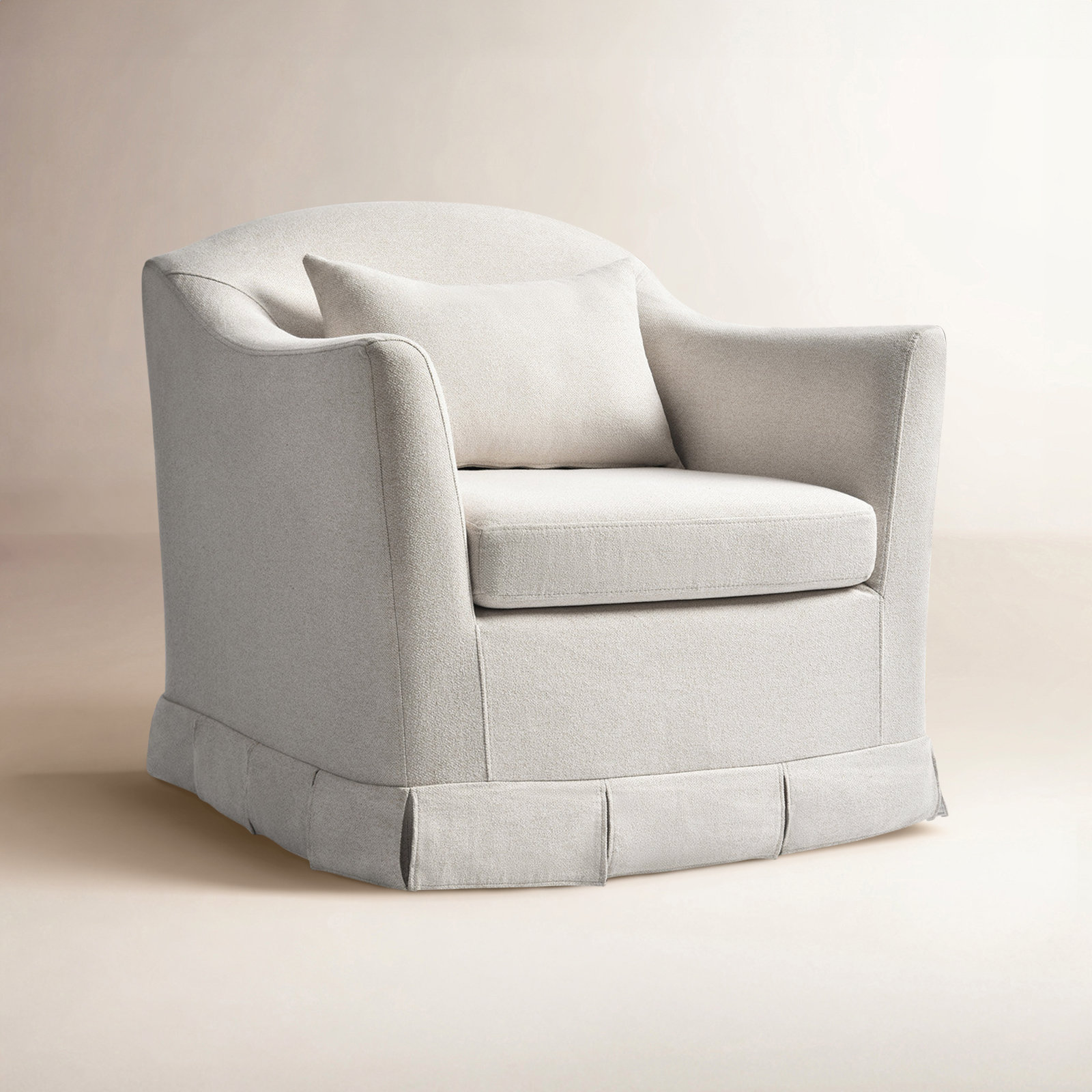 Mcgee Modern Farmhouse Slipcovered Swivel Armchair, White Polyester