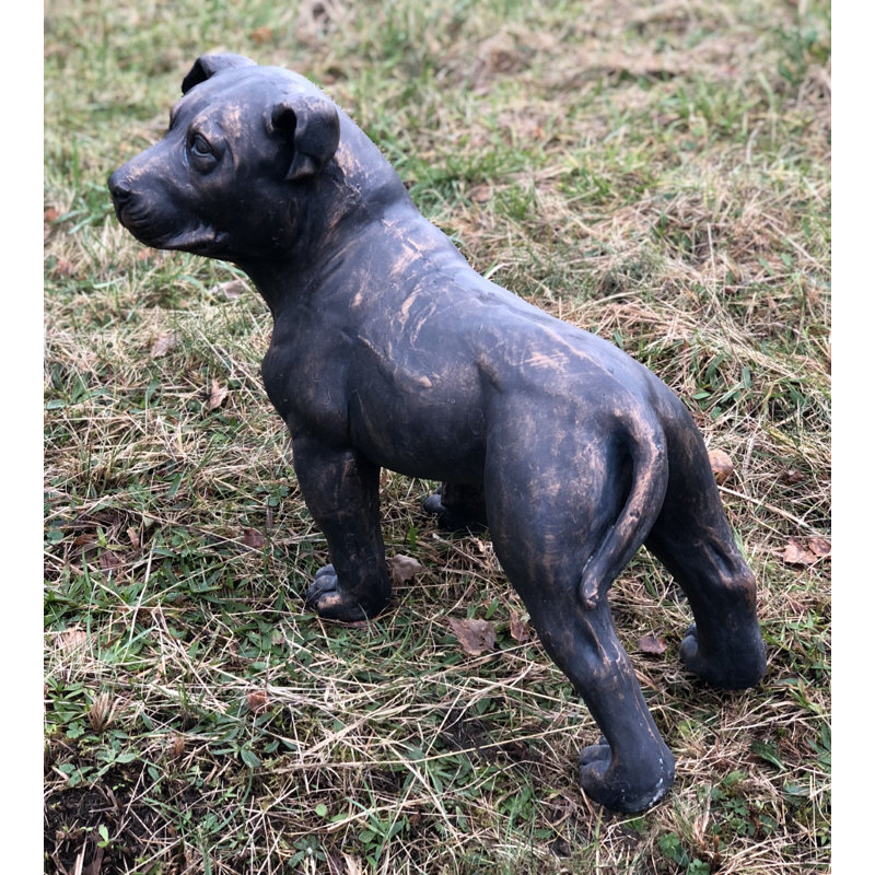 Larae Dog Weather Resistant Concrete Garden Statue, Bronze