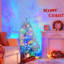 Arbre de Noël artificiel articulé 4 pi argenté avec base en métal, 400 branches, 150 lumières DEL (11 modes d'éclairage), pour un décor intérieur / extérieur des Fêtes-16978962