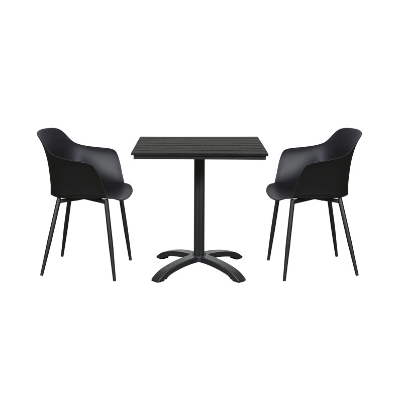 Quentin 2 - Person Patio Dining Set Square Table, Black
