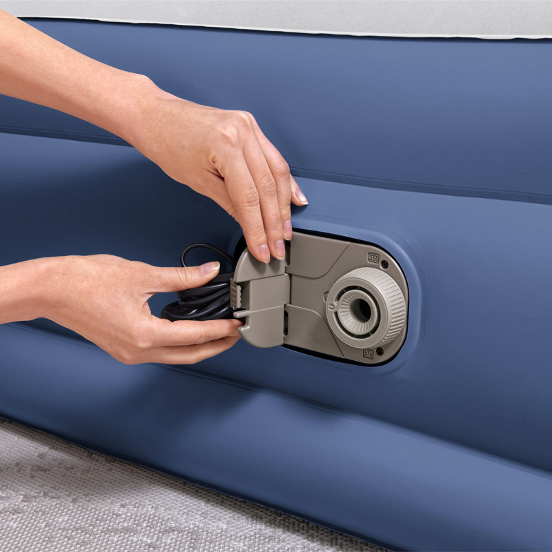 Queen Size Blue Raised Air Mattress with Electric Pump