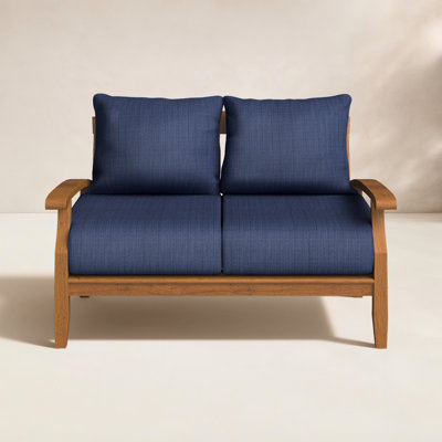 Summerton 54.25'' Wide Rectangle Teak Loveseat with Cushions