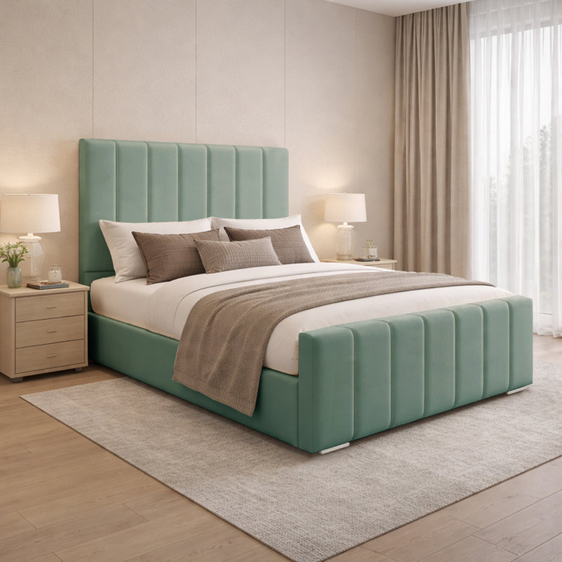 Connell Upholstered Bed Frame, Duck Egg, Super King (6')