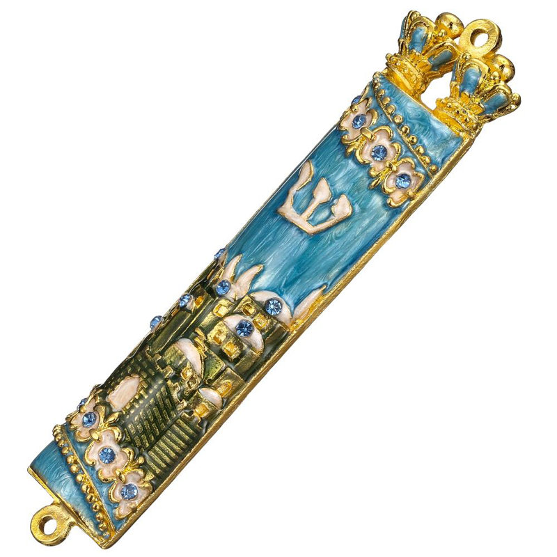 Mezuzah bleu jérusalem city, Bleu ciel