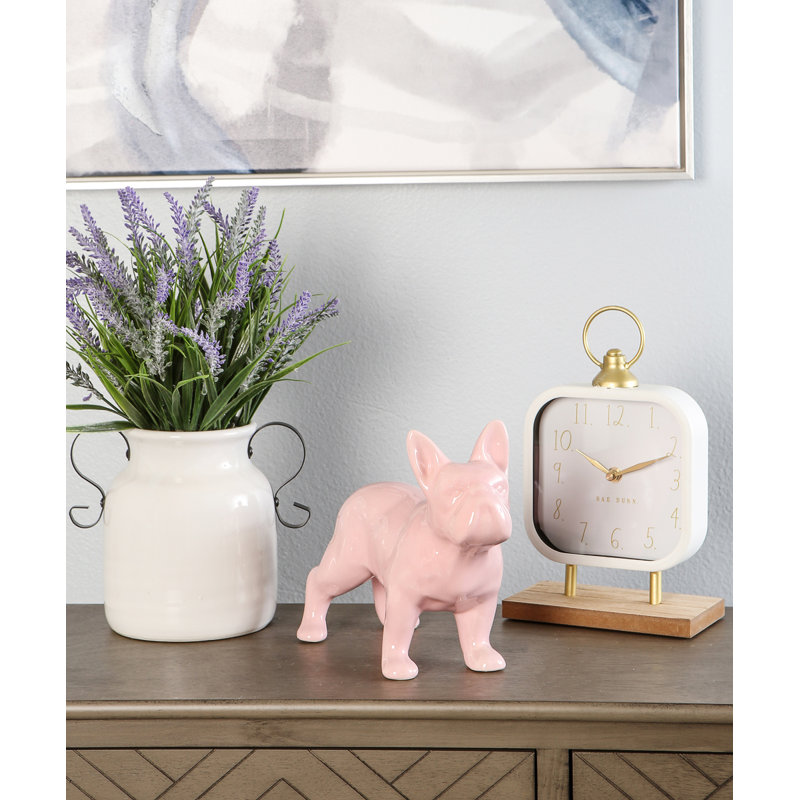 Figurine Rideau, Rose brillant, H 7,87 po x l 9,84 po x P 4,13 po, Bouledogue