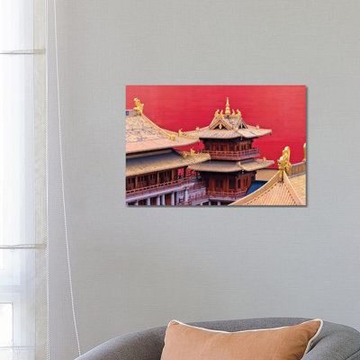 Architectural Details Of Jing'an Temple, Shanghai, China by Keren Su - Wrapped Canvas Gallery-Wrapped Canvas Giclée