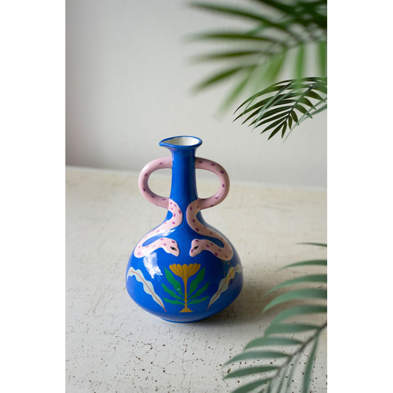  Ceramic Snake Vase – 10.5" Tall Glazed Serpent-Inspired Accent Set of 2