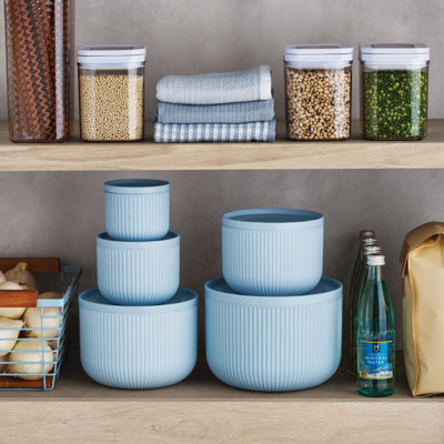 Ensemble de bols à mélanger avec couvercle Mesa PP - bleu bébé - ensemble de 10