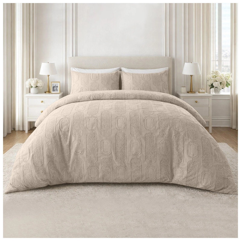 Polyester Duvet Cover Set, Full Duvet Cover + 2 Standard Pillowcases, NATURAL
