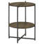Table d'appoint naturelle et bronze industriel avec tablette inférieure
