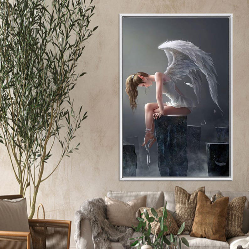Art mural personnalisé sur toile «Angel Woman» - Cadeau de mariage moderne parfait pour les nouveaux mariés