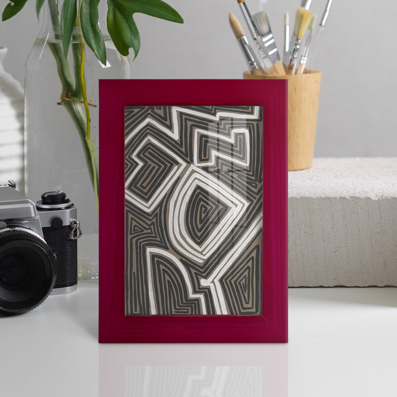 Fynnegan Abstract Maze III, encadré sur papier, Rouge, H 6 po x l 4 po x P 1 po