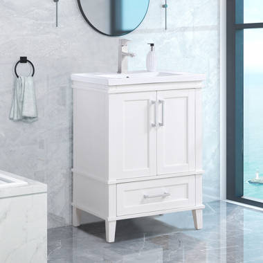 24 inch Small Bathroom Vanity White Color with Storage (24Wx18.5