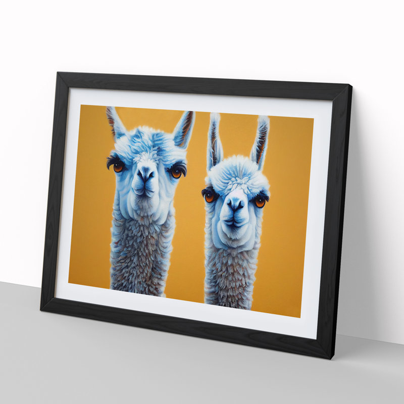 Soulful Llamas - Framed Print, Black, 34cm H x 46cm W x 2cm D