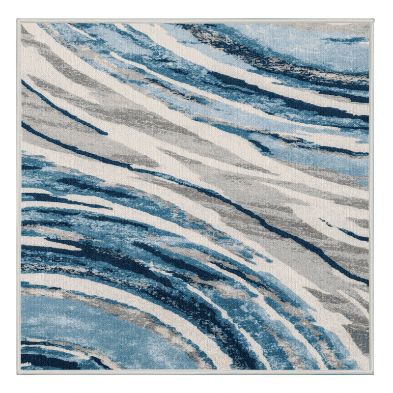 Machine Washable Space Green Area Rug, Square 5'