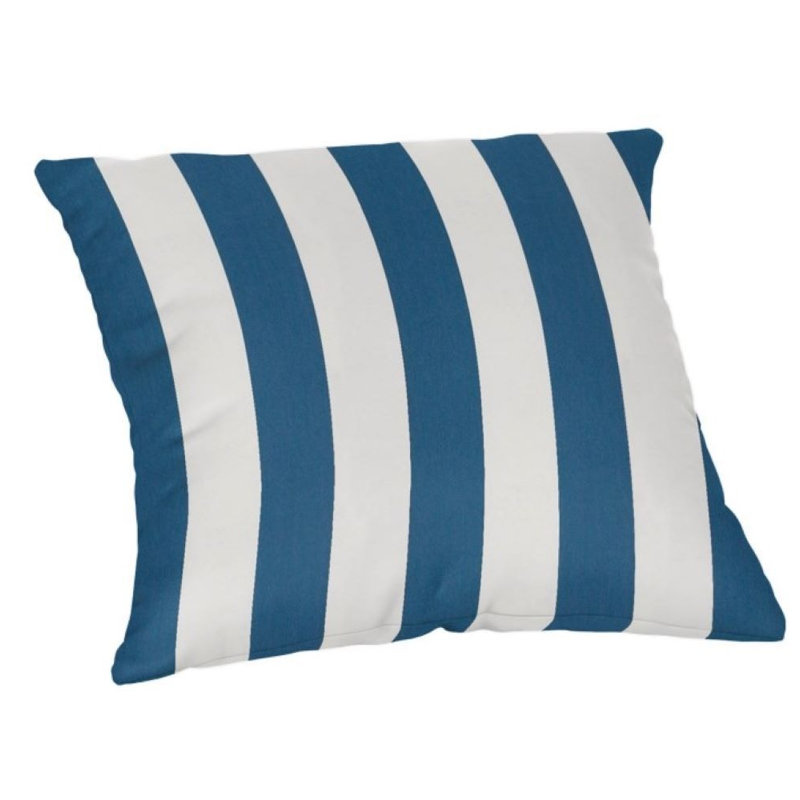 Casual Cushion Stripe Sunbrella® Fabric 1-Piece Indoor/Outdoor Square Throw Pillow, 18"W x 18"L, Maxim Regatta, 18"H x 18"W