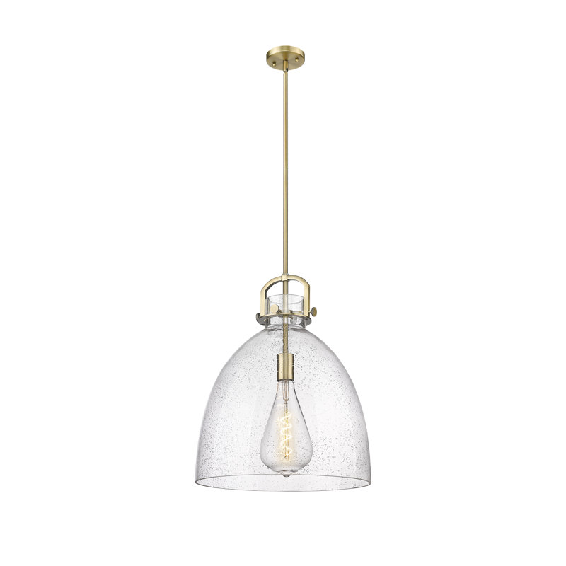 Luminaire suspendu 1 lumière Badillo, Laiton brossé, Grainé, H 19,63 po x l 16 po x P 16 po