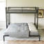 Lit simple superposé escamotable en métal avec garde-corps et échelle intégrée, cadre convertible peu encombrant pour la chambre à coucher, noir
