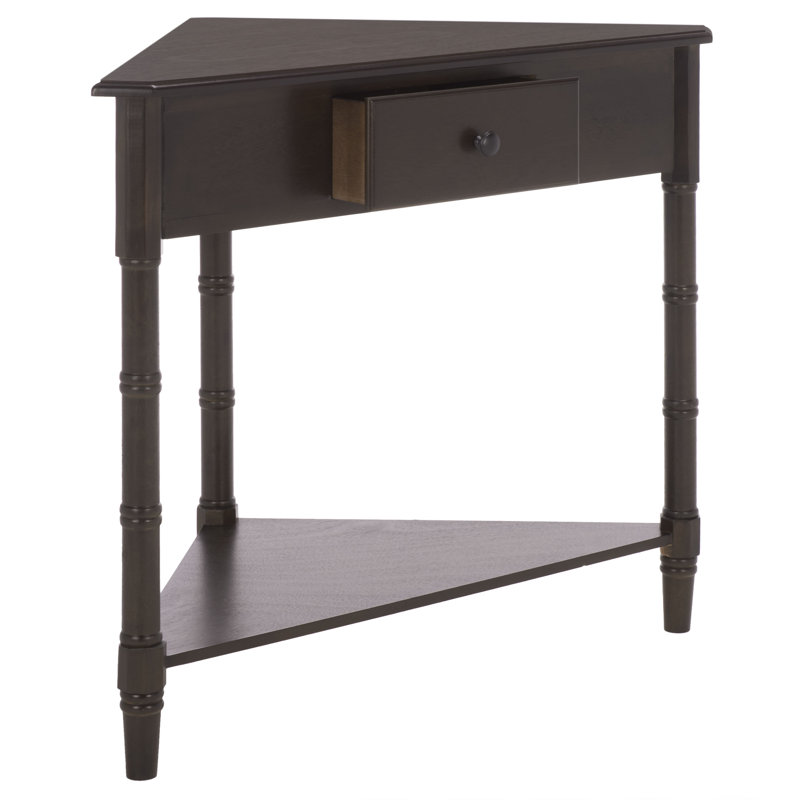 Twerton Solid Wood 3 Legs End Table with Storage, Dark Chocolate