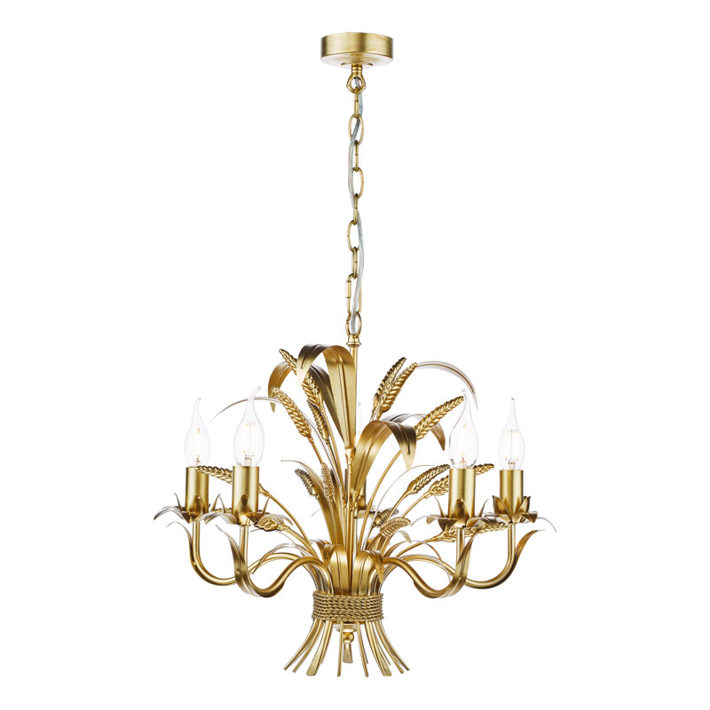- Light Gold Pendant, 5 Lights, 193cm H x 50cm W x 50cm D