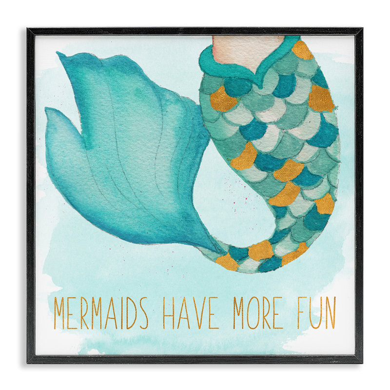 «Mermaids Have Fun», art de la giclée encadrée par Elizabeth Medley, H 12 po x l 12 po, Giclée encadrée noir minuit