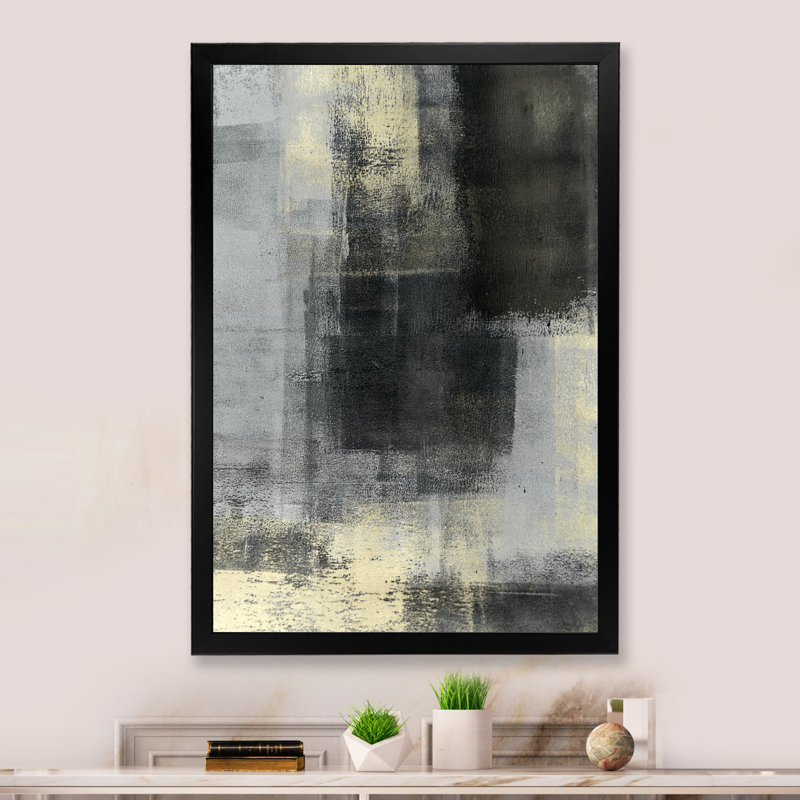 Art moderne gris et bleu II 2FDP47708, Cadre noir, H 20 po x l 12 po x P 1 po