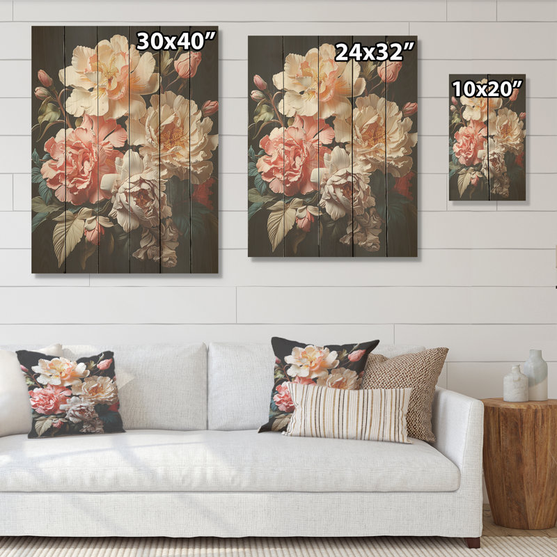 Rhododendron orné de fleurs - Rhododendron, art sur bois de pin naturel, H 20 po x l 10 po