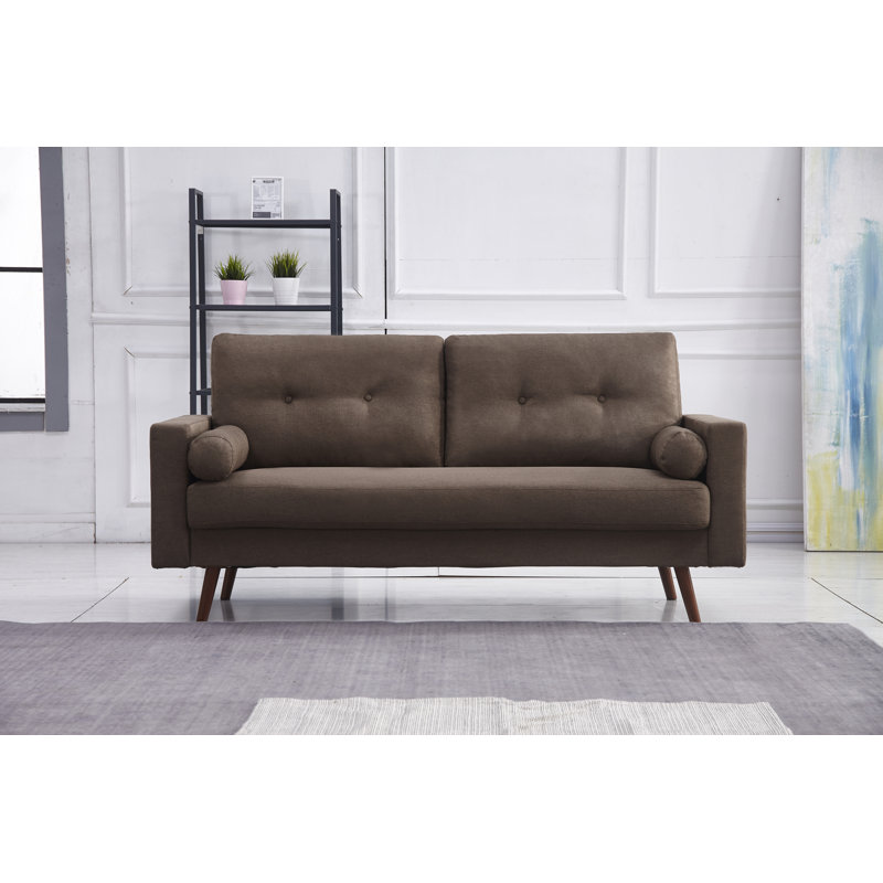 Espana Upholstered 71'' Sofa, Brown Polyester