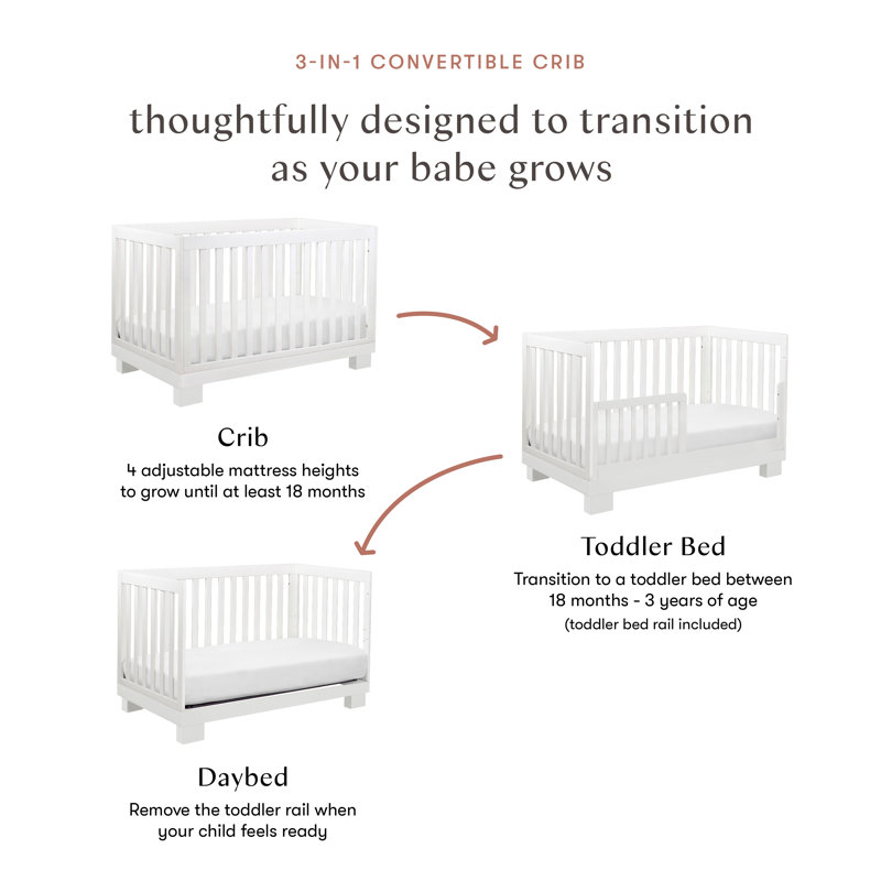 Modo 3-in-1 Convertible Crib, White