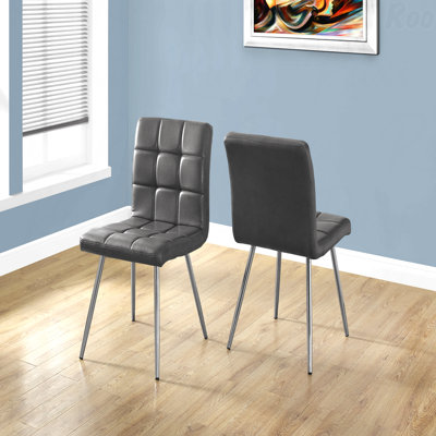 Ensemble de 2 chaises d'appoint de salle à manger rembourrées pour adultes, aspect cuir, métal chromé, chaises contemporaines modernes pour la salle à manger de cuisine