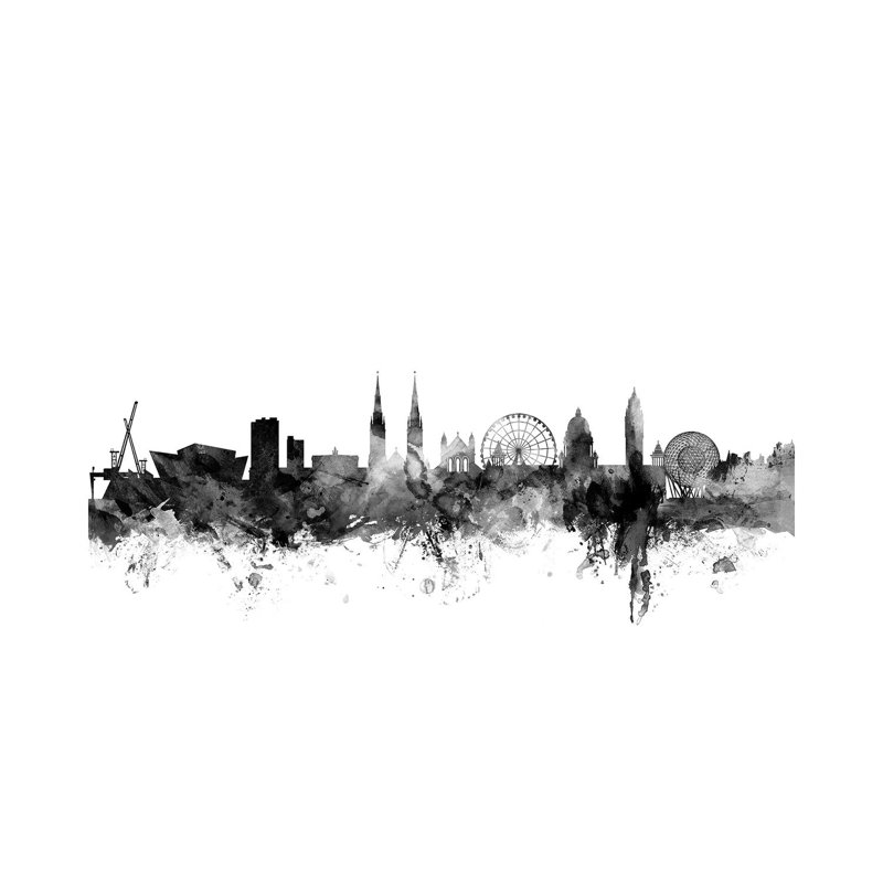 Belfast, Northern Ireland In Black & White by Michael Tompsett - Wrapped Canvas Gallery-Wrapped Canvas Giclée