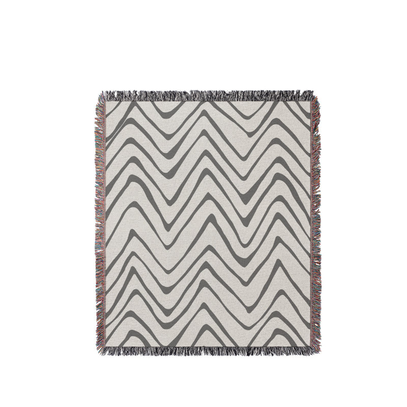 Jeté en coton Zig Zagg, Gris, 60 x 60
