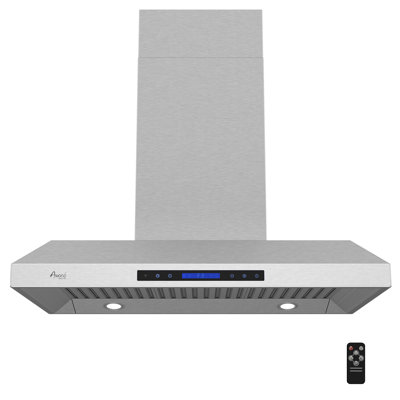 Awoco 36" Stainless Steel 900 CFM Ducted (Vented) Island Range Hood with Baffle Filter
