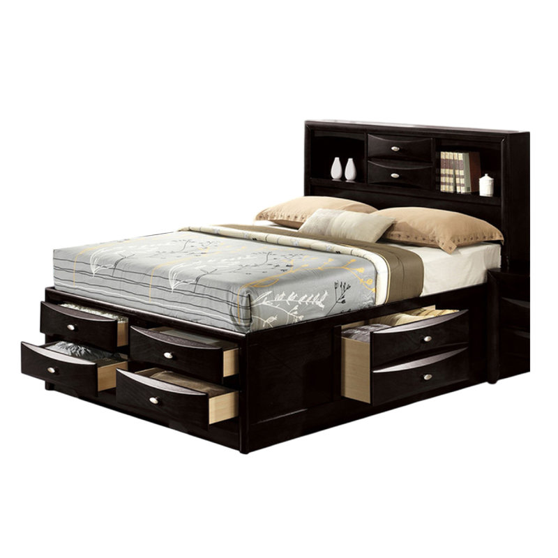 Ensemble de chambre complet, noir et nickel, ensemble 3 pièces avec commode et table de chevet
