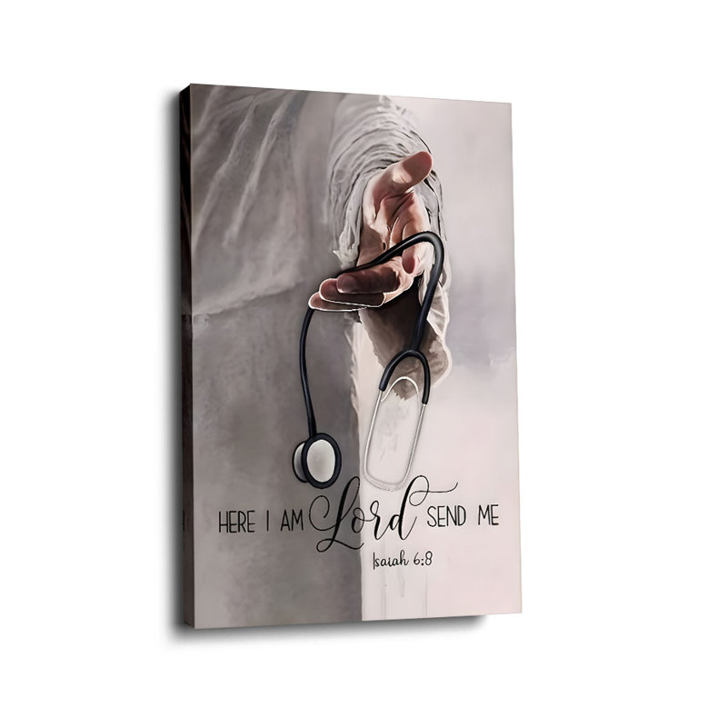 Spirituel «Hand with Stethoscope &« Here I Am Lord »(Esaïe 6: 8), 12 * 8 pouces (30 * 20 * 2cm)