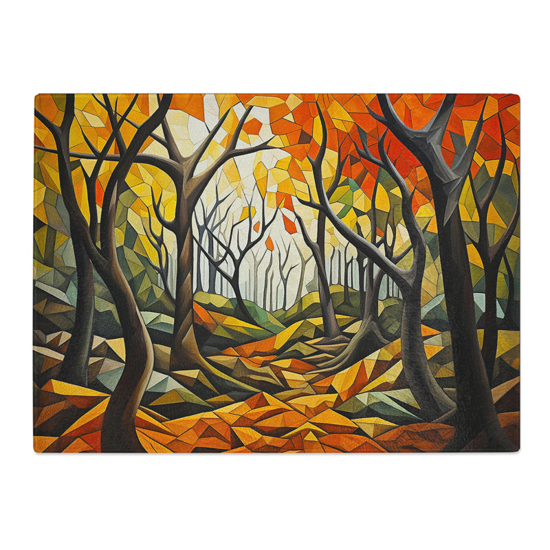 Forest Cubism  Glass Chopping Board