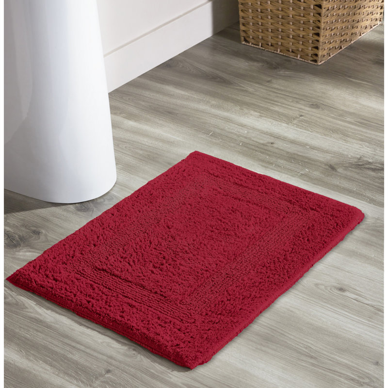 Rozanne Reversible Cotton Bath Rug, Red, 17" x 24" Rectangle