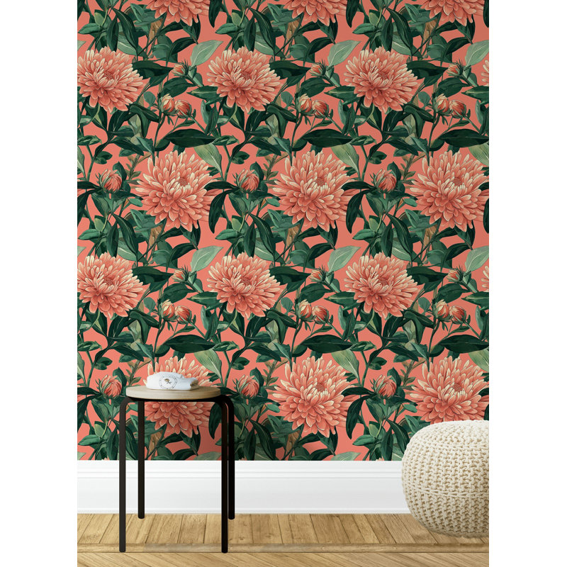 Papier peint floral corail chorale moderne moderne