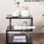 Table basse noire en forme de S de 20 po avec rangement, style élégant, tablette de rangement durable en acier