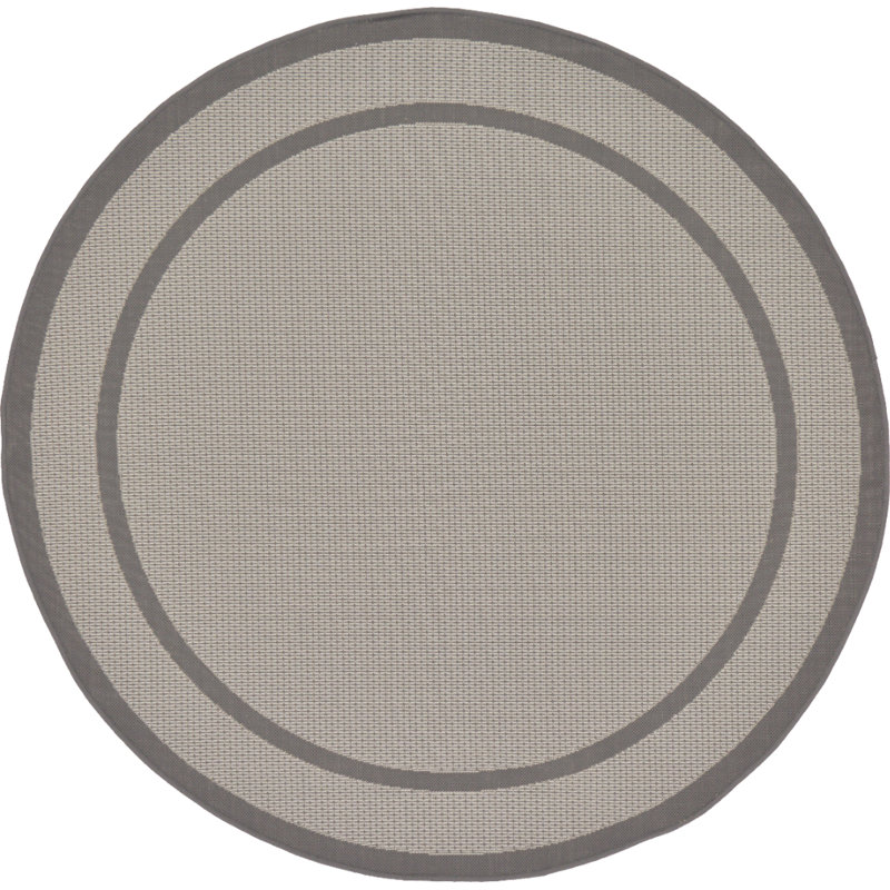 Tapis intérieur / extérieur gris Rezzan, Rond 6 pi 1 po