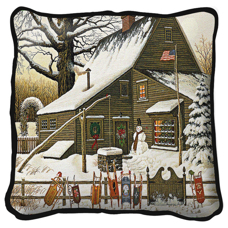Housse de coussin Pure Country Weavers Cocoa Break at the Copperfields - Charles Wysocki - Finition main - Tissée en coton - Fabriquée aux États-Unis (17x17)