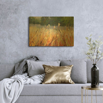 'Cattails' By Carol Strock Wasson Gold Metal Wall Art, 36" x 24"