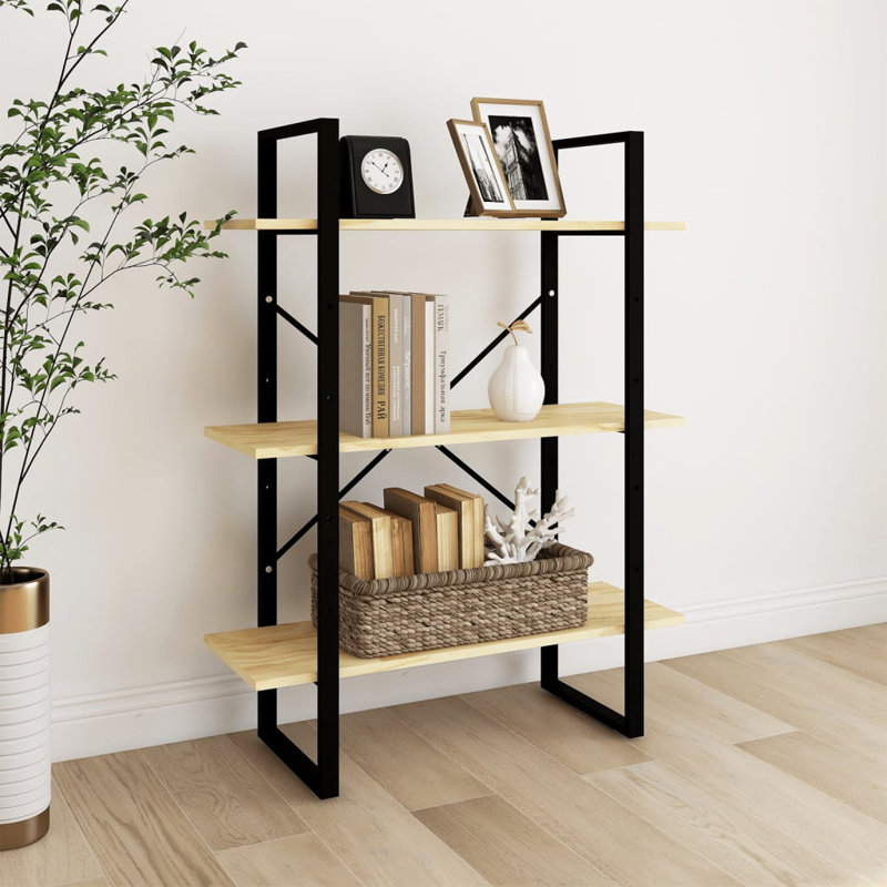 Haoxin Bookcase, Light Brown, 105cm H x 80cm W x 30cm D
