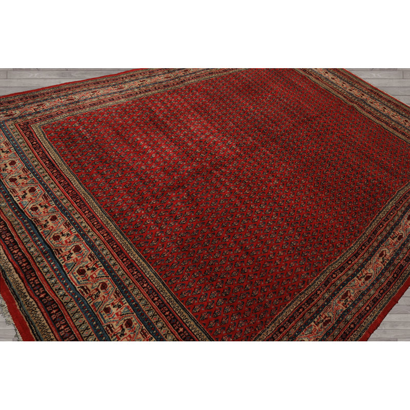 Tapis traditionnel en laine noué à la main 7 pi 9 po x 11 pi 3 po Parjian Boteh