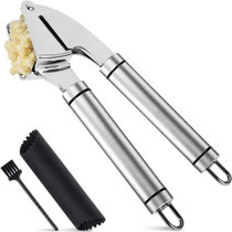  Garlic Press, 2 in 1 Garlic Mince and Garlic Slice with Garlic  Cleaner Brush and Silicone Tube Peeler Set. Easy Squeeze, Rust Proof,  Dishwasher Safe, Easy Clean.: Home & Kitchen