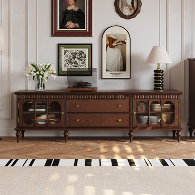 Elegant arc glass TV stand solid wood