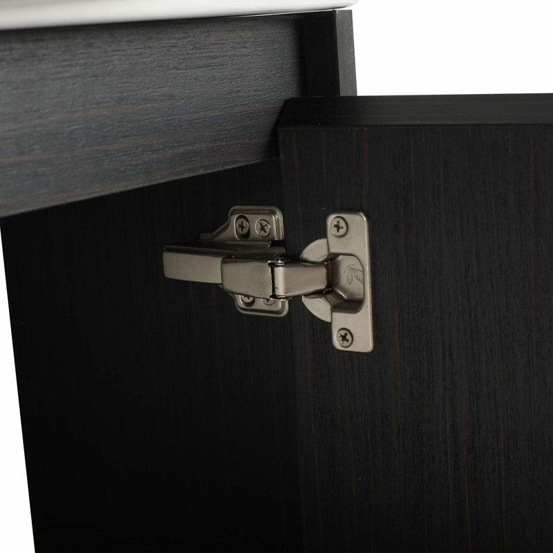 Meuble-lavabo autoportant de 23 po avec lavabo et support de rangement, portes à fermeture douce, Noir