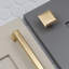Brushed Brass Square D-Bar Handle and Coordinating Square Knob-126282155