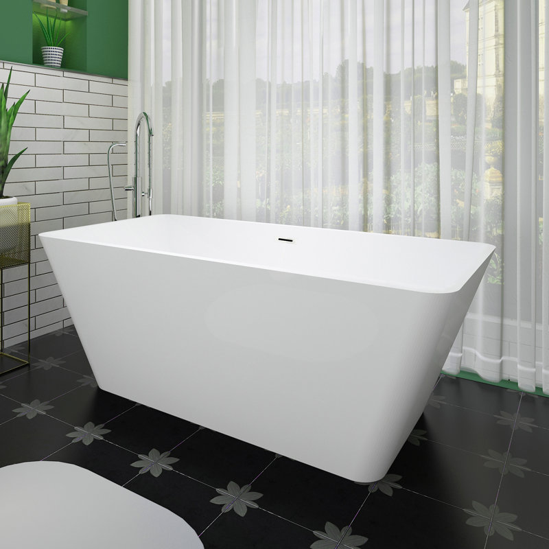Baignoire profonde autoportante en acrylique avec trop-plein 55 po KDK Home