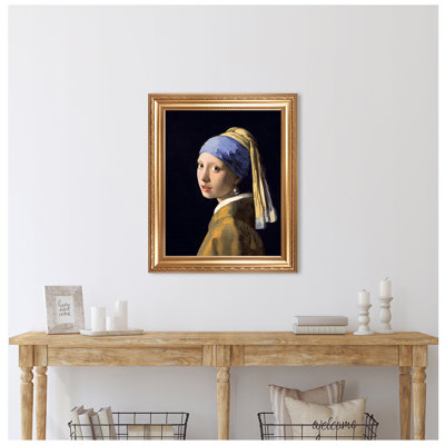 Girl with a Pearl Earring by Johannes Vermeer,Gold Frame The World Classic Art Reproductions,Wall Art for Home Decor
